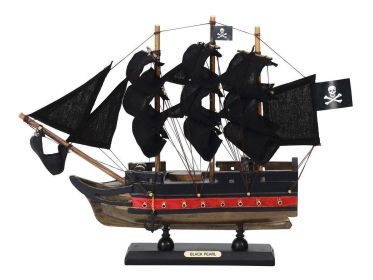 Wooden Black Pearl with Sails Limited Model Pirate Ship 12"" (Option: Black)
