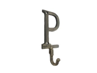 Rustic Gold Cast Iron Letter Alphabet Wall Hook 6"" (Letter: P)