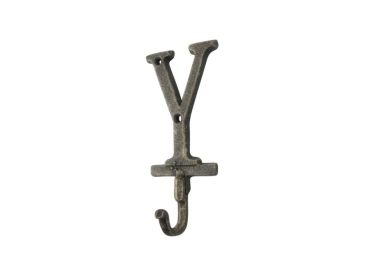 Rustic Gold Cast Iron Letter Alphabet Wall Hook 6"" (Letter: Y)