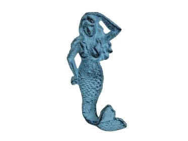 Rustic Dark Blue Whitewashed Cast Iron (Option: 6""Mermaid Hook)