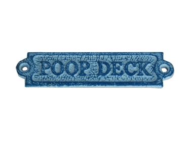 Rustic Light Blue Whitewashed Cast Iron (Option: Poop Deck Sign 6"")