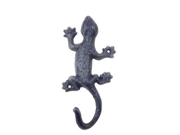 Rustic Dark Blue Cast Iron Hook 6"" (Option: Lizard)
