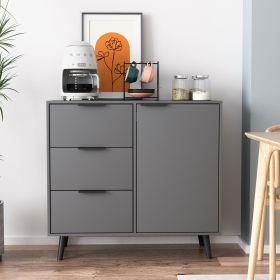 Sideboard Buffet Cabinet with Storage, Wood Coffee Bar Cabinet, Kitchen Buffet Cabinet Cupboard (Cabinets: 1, Color: Gray)