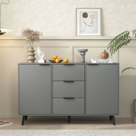 Sideboard Buffet Cabinet with Storage, Wood Coffee Bar Cabinet, Kitchen Buffet Cabinet Cupboard (Cabinets: 2, Color: Gray)
