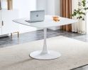 42.1" Table Mid-century Dining Table for 4-6 people With Round Mdf Table Top, Pedestal Dining Table, End Table Leisure Coffee Table