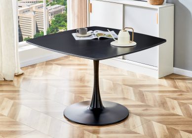 42.1" Table Mid-century Dining Table for 4-6 people With Round Mdf Table Top, Pedestal Dining Table, End Table Leisure Coffee Table (Shape: Square, Color: Matte Black)
