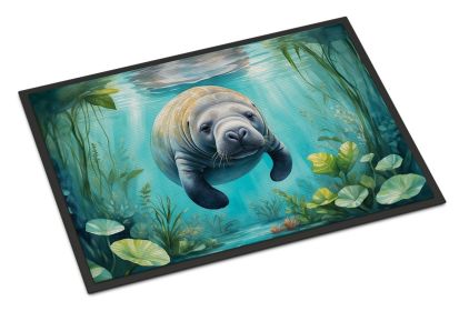 Doormat Front Door Mat Indoor Outdoor Rugs for Entryway, Non Slip Washable Low Pile, 24H X 36W (Option: Manatee in a Crystal-Clear Spring)