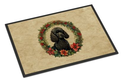 Poodle Christmas Doormat Front Door Mat Indoor Outdoor Rugs for Entryway, Non Slip Washable Low Pile, 24H X 36W (Option: Flowers)