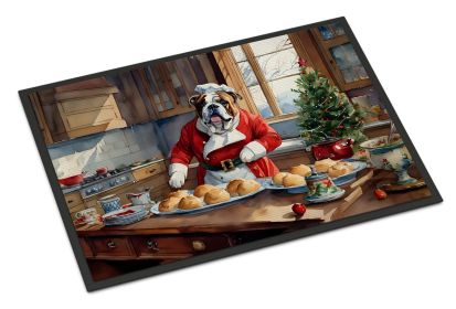 Doormat Front Door Mat Indoor Outdoor Rugs for Entryway, Non Slip Washable Low Pile, 24H X 36W (Option: English Bulldog Christmas Cookies)