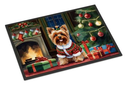 Yorkshire Terrier Doormat Front Door Mat Indoor Outdoor Rugs for Entryway, Non Slip Washable Low Pile, 24H X 36W (Option: Cozy Christmas)