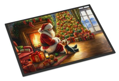 Yorkshire Terrier Doormat Front Door Mat Indoor Outdoor Rugs for Entryway, Non Slip Washable Low Pile, 24H X 36W (Option: Yorkie and Santa Claus)