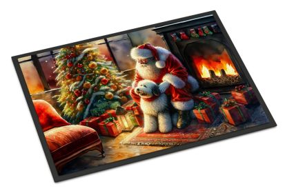 Doormat Front Door Mat Indoor Outdoor Rugs for Entryway, Non Slip Washable Low Pile, 24H X 36W (Option: Old English Sheepdog and Santa Claus)