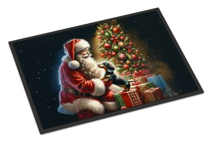 Doormat Front Door Mat Indoor Outdoor Rugs for Entryway, Non Slip Washable Low Pile, 24H X 36W (Option: Dachshund and Santa Claus)