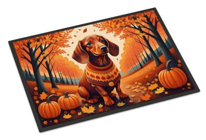 Doormat Front Door Mat Indoor Outdoor Rugs for Entryway, Non Slip Washable Low Pile, 24H X 36W (Option: Dachshund Fall)