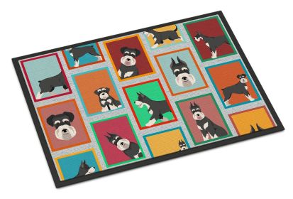 Doormat Front Door Mat Indoor Outdoor Rugs for Entryway, Non Slip Washable Low Pile, 24H X 36W (Option: Lots of Black and Silver Schnauzer)