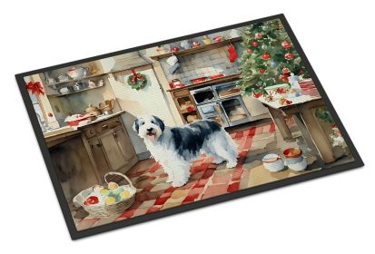Doormat Front Door Mat Indoor Outdoor Rugs for Entryway, Non Slip Washable Low Pile, 24H X 36W (Option: Old English Sheepdog Christmas Cookies)