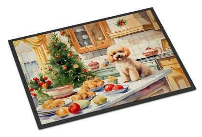 Poodle Christmas Doormat Front Door Mat Indoor Outdoor Rugs for Entryway, Non Slip Washable Low Pile, 24H X 36W (Option: Cookies)