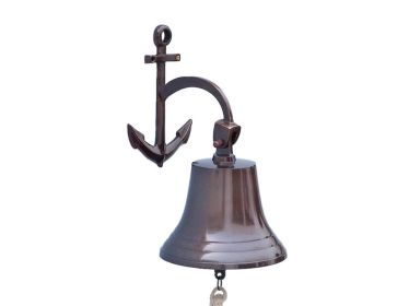 Antique Copper Hanging Anchor Bell (size: 12"")