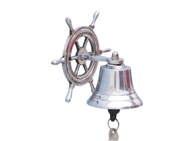 Chrome Hanging Ship Wheel Bell (size: 7"")