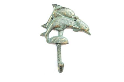 Antique Seaworn Bronze Cast Iron 6"" (Option: Dolphins Wall Hook)