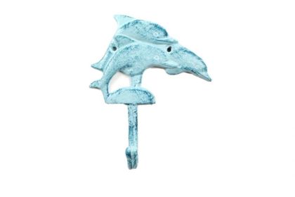 Rustic Dark Blue Whitewashed Cast Iron (Option: 6""Dolphins Wall Hook)