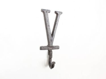 Cast Iron Alphabet Wall Hook 6"" (Letter: V)