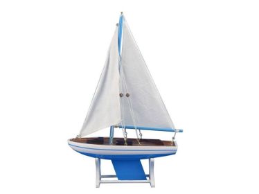 Wooden Decorative Sailboat Model 12"" (Option: Light Blue)