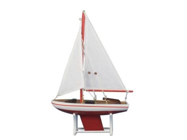 Wooden Decorative Sailboat Model 12"" (Option: Red)