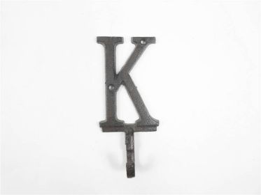 Cast Iron Alphabet Wall Hook 6"" (Letter: K)