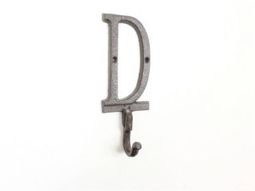 Cast Iron Alphabet Wall Hook 6"" (Letter: D)