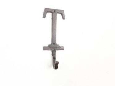 Cast Iron Alphabet Wall Hook 6"" (Letter: T)