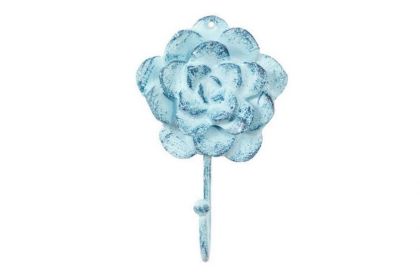 Rustic Dark Blue Whitewashed Cast Iron (Option: 7""Decorative Rose Hook)