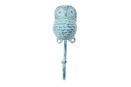 Rustic Dark Blue Whitewashed Cast Iron (Option: 6""Decorative Owl Hook)