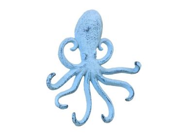 Rustic Dark Blue Whitewashed Cast Iron (Option: 7"Wall Mounted Decorative Octopus Hooks)
