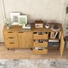 Sideboard Buffet Cabinet with Storage, Wood Coffee Bar Cabinet, Kitchen Buffet Cabinet Cupboard