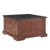 Farmhouse Coffee Table, Square Wood Center Table with Large Hidden Storage Compartment for Living Room