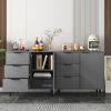 Sideboard Buffet Cabinet with Storage, Wood Coffee Bar Cabinet, Kitchen Buffet Cabinet Cupboard