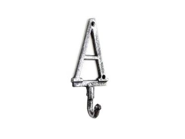Rustic Silver Cast Iron Letter Alphabet Wall Hook 6"" (Option: Letter)