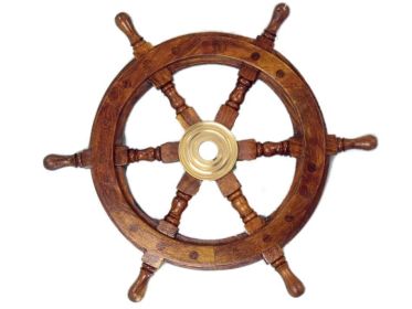 Deluxe Class Wood and Brass Decorative Ship Wheel (Color: 12"")