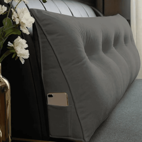 Triangle Reading Cushion With A Button- (Option: grey)