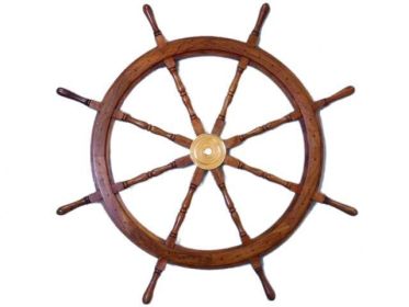 Deluxe Class Wood and Brass Decorative Ship Wheel (Color: 48"")
