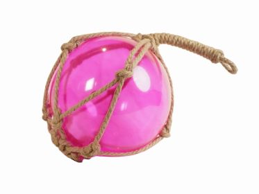 Pink Japanese Glass Ball Fishing Float With Brown Netting Decoration (Option: Size)