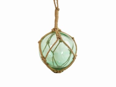 Seafoam Green Japanese Glass Ball Fishing Float With Brown Netting Decoration (Option: Size)