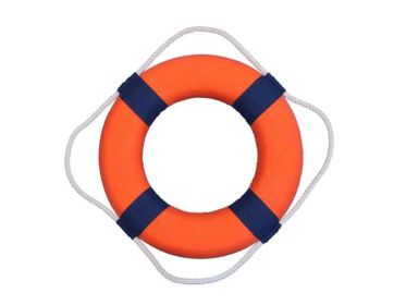 Vibrant Orange Decorative Lifering With Bands 15"" (Option: Blue15"")