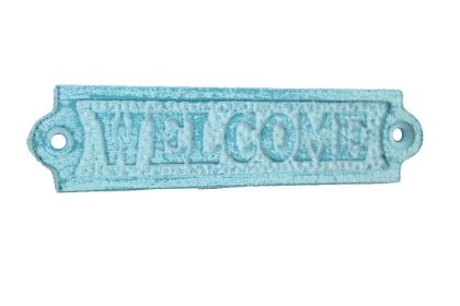 Rustic Light Blue Whitewashed Cast Iron (Option: Welcome Sign 6"")