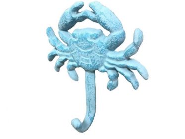 Rustic Light Blue Whitewashed Cast Iron (Option: Wall Mounted Crab Hook 5"")