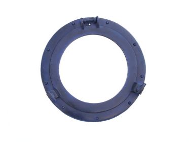 Rustic Blue Aluminum Deluxe Class Decorative Ship Porthole Mirror (Option: Size)