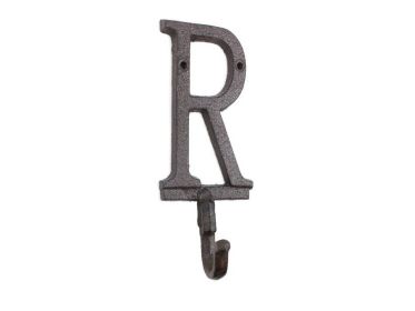 Cast Iron Alphabet Wall Hook 6"" (Letter: R)