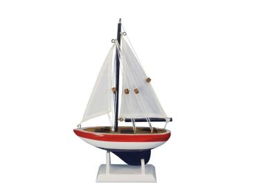 Wooden USA Sailer Model Sailboat Decoration (size: 9"")