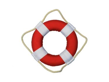 Vibrant Red Decorative Lifering with White Bands (Option: 6"")